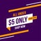 dollar five only store promotional banner design