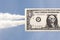 a dollar flying into the sky. the concept of currency growth