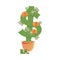 Dollar Green Tree Growing in Flowerpot with Coins and Dollar Banknotes as Asset and Money Abundance Vector Illustration