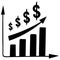 Dollar growth graph. Silhouette. Axis of coordinates. US dollar symbol. Vector illustration. Business and finance. Stock market.