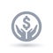 Dollar hands icon - Money success symbol.