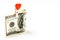 Dollar and a heart on a white background. Love for money, donations concept