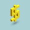 Dollar icon cubes form, isometric US currency sign, vector illustration