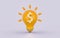 Dollar icon with light bulb glossy bright realistic sign on white background 3d render