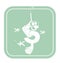 Dollar icon like diving fish on mint background vector illustration.