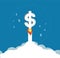 Dollar icon rising as a rocket increase value on international financial markets symbol, business concept