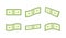 Dollar icon set. Banknotes symbol. Money in a flat style. Cartoon cash sign. Currency collection. Dollar bills. Paper