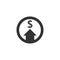 dollar increase icon. Money symbol with arrow stretching rising up. Business cost sale icon. vector illustration