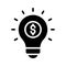 Dollar inside bulb depicting innovative idea, financial idea icon design