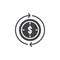 Dollar inside clock and circling arrows icon vector