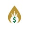 Dollar King drop shape Logo Designs Concept Vector.