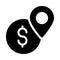 Dollar location vector glyph flat icon