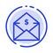 Dollar, Mail, Money, Money-Order Blue Dotted Line Line Icon