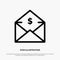 Dollar, Mail, Money, Money-Order Line Icon Vector