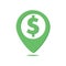 Dollar map pin navigation pointer. Location marker vector symbol. Element of business finance illustration.