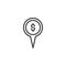 Dollar map pin outline icon