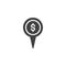 Dollar map pin vector icon
