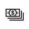 Dollar money - black icon on white background vector illustration for website, mobile application, presentation, infographic.
