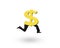 Dollar money symbol with human legs running