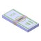 Dollar pack cash icon, isometric style