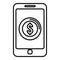 Dollar phone digital wallet icon, outline style