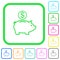 Dollar piggy bank vivid colored flat icons