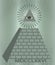 Dollar pyramid on green background. Freemasonry symbol