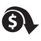 Dollar rate decrease line icon. linear style sign for mobile concept and web design