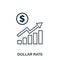 Dollar Rate Increase Graphic icon. Mobile apps, printing and more usage. Simple element sing. Monochrome Dollar Rate