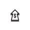 dollar rate increase icon. Money symbol with stretching arrow up. rising prices. Business cost sale icon. cash salary increase.