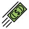 Dollar rise icon color outline vector