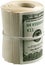 Dollar roll tightened with band. Rolled money