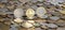 Dollar, ruble and euro on background of many old coins