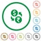 Dollar Rupee exchange outlined flat icons