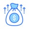 Dollar sack with upward arrows denoting provident fund icon, premium vector