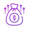 Dollar sack with upward arrows denoting provident fund icon, premium vector