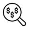 Dollar search vector thin line icon