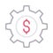 Dollar setting thin line color vector icon