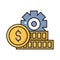 Dollar setting vector flat color line icon