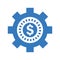 Dollar, settings, configuration icon. Blue vector sketch