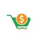 Dollar shopping cart vector icon.