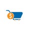 Dollar shopping cart vector icon.