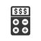 Dollar sign on calculator, accounting concept icon