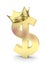 Dollar sign with crown. 3D rendering.
