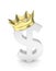 Dollar sign with crown. 3D rendering.