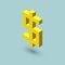 Dollar sign cubes form, isometric US currency icon, vector illustration