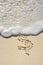 Dollar Sign Drawn in Sand on Beach