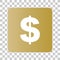 Dollar sign icon in a golden box. Vector.