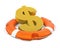 Dollar Sign in Lifebuoy Isolated