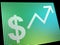 Dollar Sign And Up Arrow Monitor As Symbol For Earnings Or Profi